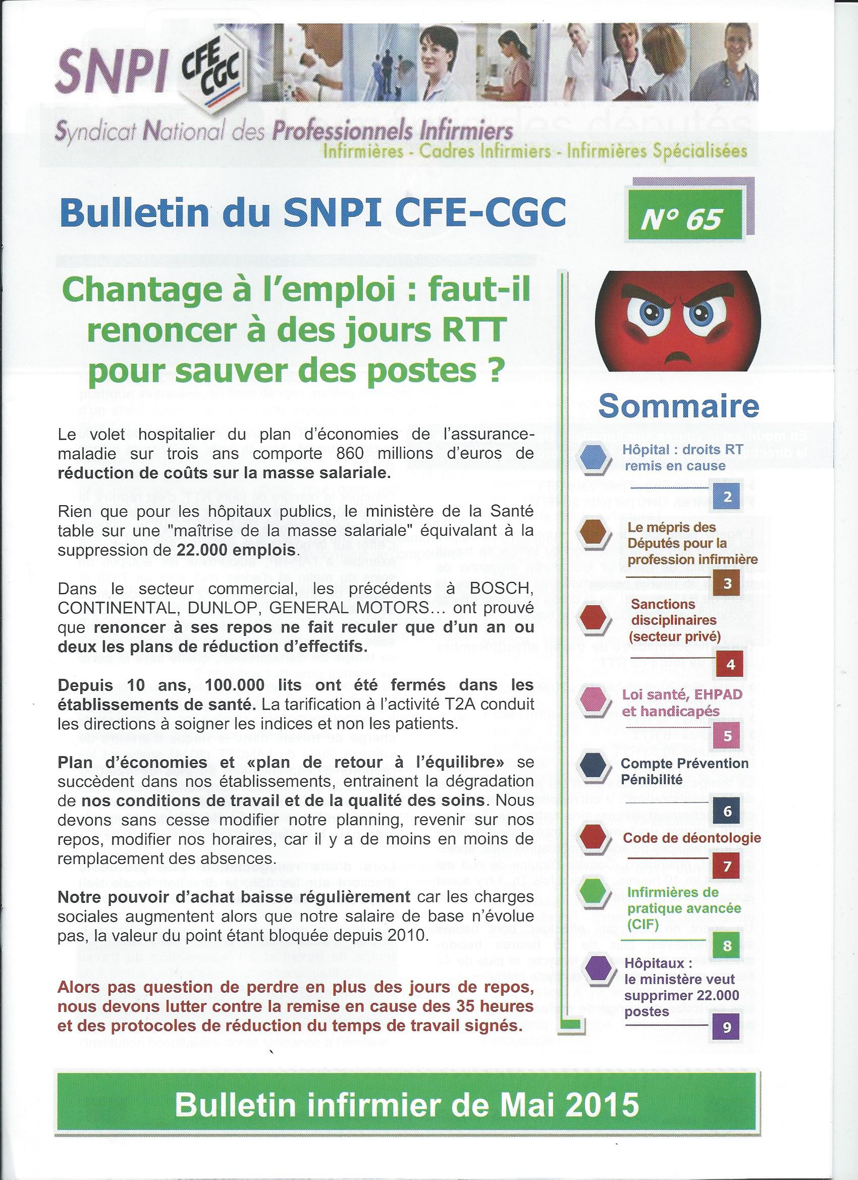 Bulletin infirmier SNPI Mai 2015