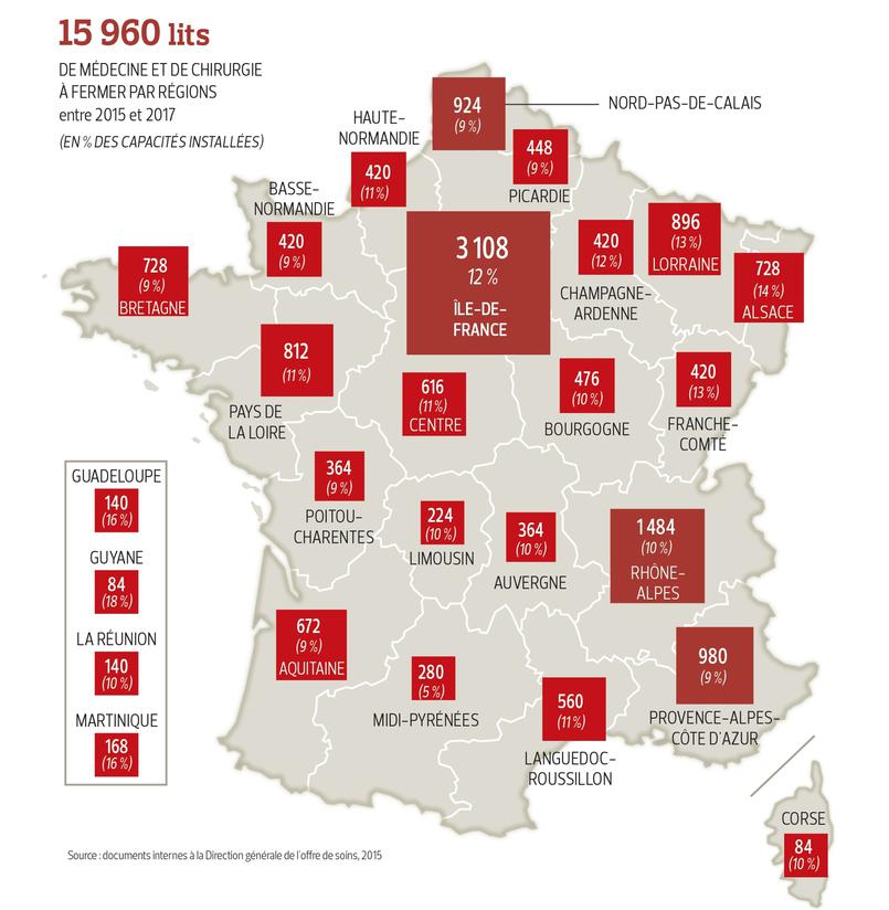 carte fermetures lits hopitaux