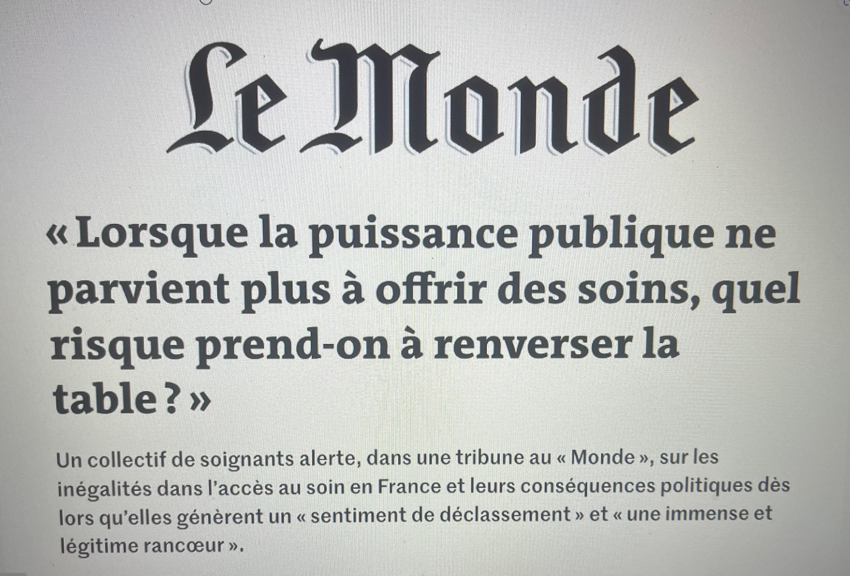 Appel des soignants : Le soin, une urgence politique 