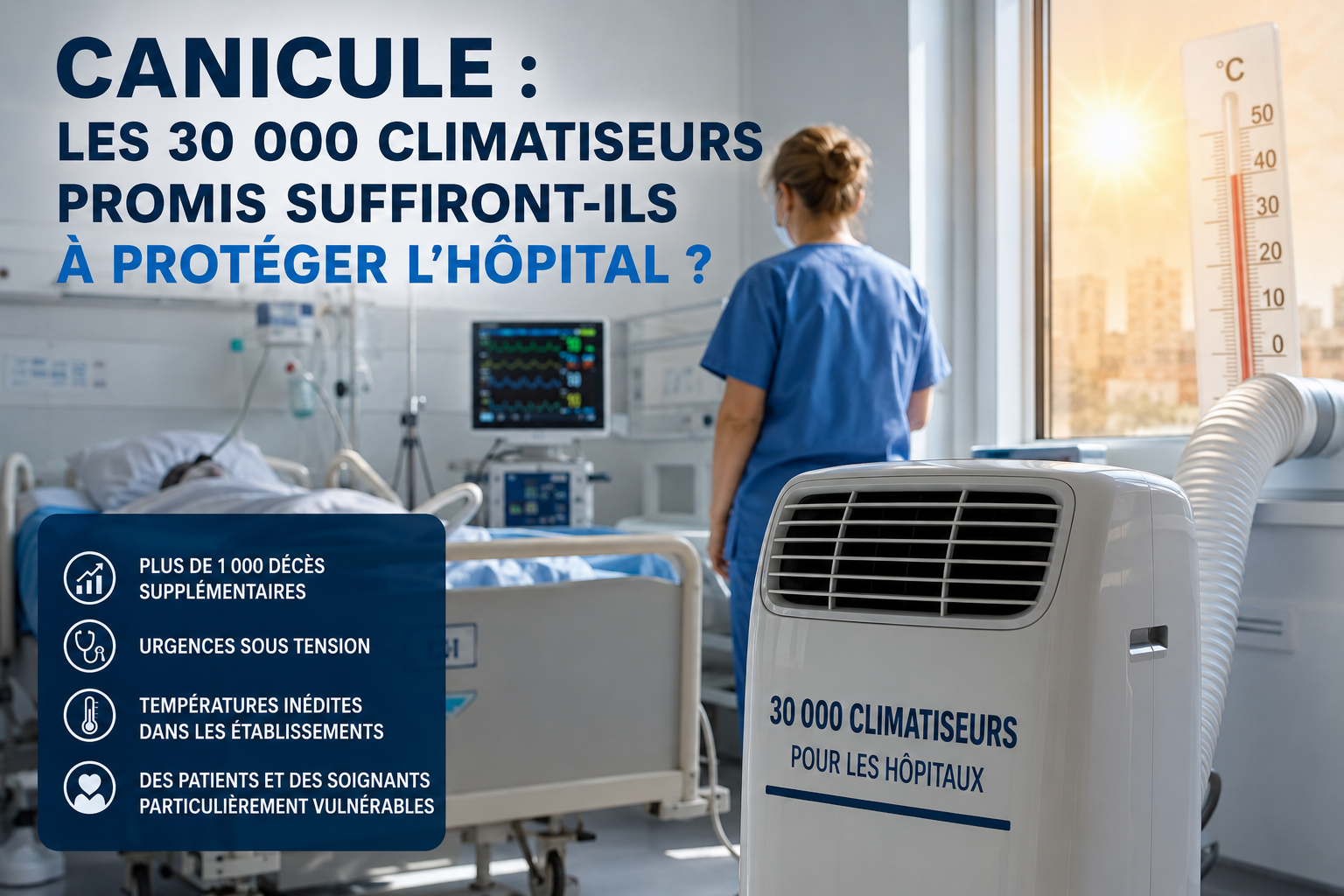 Canicule&nbsp;: les 30 000 climatiseurs promis suffiront-ils à protéger l’hôpital&nbsp;? 
