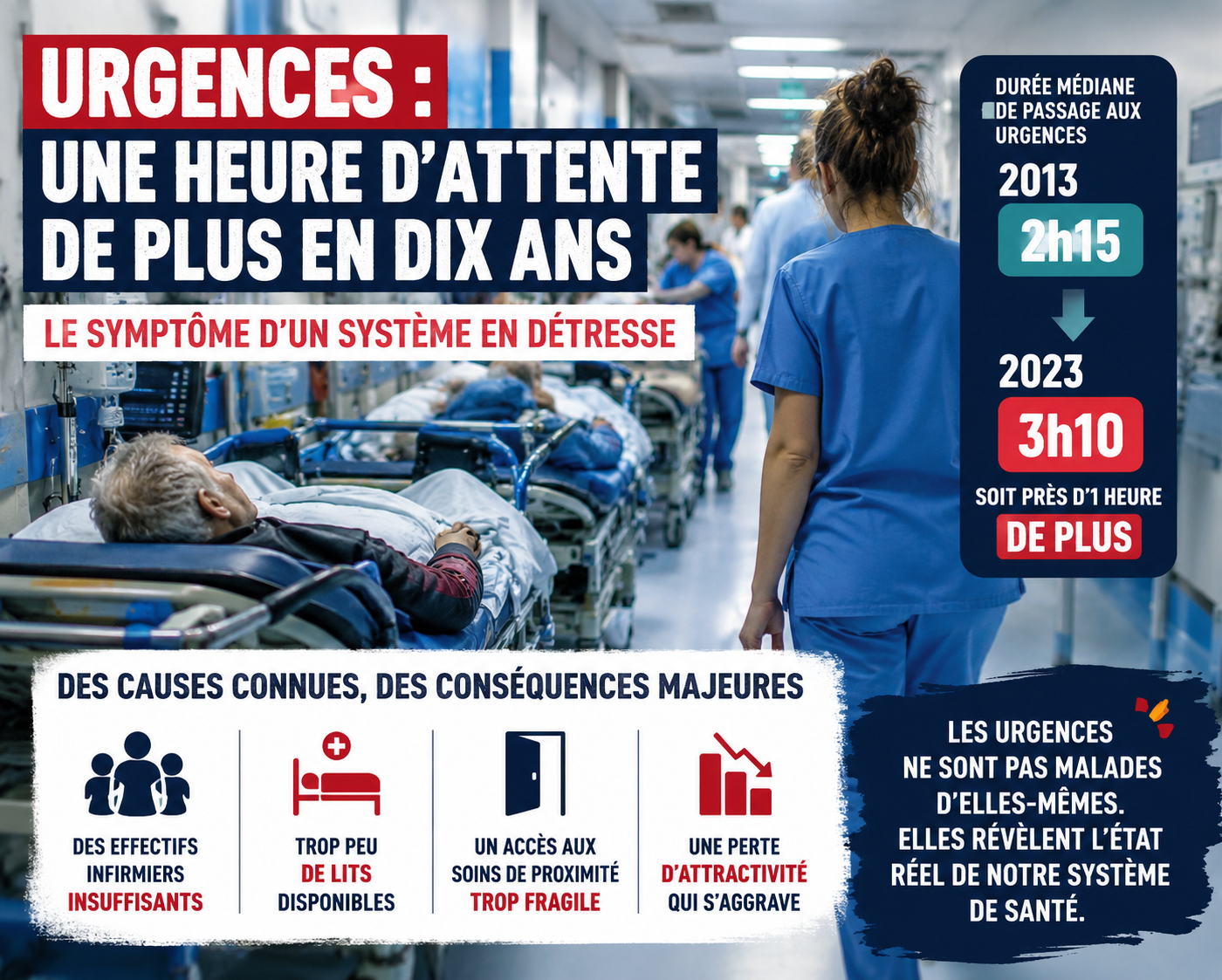 Urgences saturées, patients sur des brancards, soignants épuisés&nbsp;: ce que démontre l’étude de la DREES
